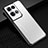 Luxury Aluminum Metal Back Cover and Silicone Frame Case J02 for Oppo Reno9 5G Silver