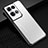 Luxury Aluminum Metal Back Cover and Silicone Frame Case J02 for Oppo Reno9 Pro 5G Silver