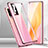 Luxury Aluminum Metal Frame Mirror Cover Case 360 Degrees for Vivo X50 5G Pink