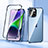 Luxury Aluminum Metal Frame Mirror Cover Case 360 Degrees LK1 for Apple iPhone 14 Plus Blue