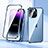 Luxury Aluminum Metal Frame Mirror Cover Case 360 Degrees LK2 for Apple iPhone 14 Pro Max Blue