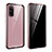 Luxury Aluminum Metal Frame Mirror Cover Case 360 Degrees LK2 for Samsung Galaxy S20 5G Rose Gold