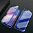 Luxury Aluminum Metal Frame Mirror Cover Case 360 Degrees M01 for Oppo A12e Blue