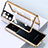 Luxury Aluminum Metal Frame Mirror Cover Case 360 Degrees M01 for Samsung Galaxy S23 Ultra 5G Gold