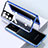 Luxury Aluminum Metal Frame Mirror Cover Case 360 Degrees M03 for Samsung Galaxy S22 Ultra 5G Blue
