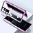 Luxury Aluminum Metal Frame Mirror Cover Case 360 Degrees M03 for Samsung Galaxy S22 Ultra 5G Purple