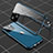 Luxury Aluminum Metal Frame Mirror Cover Case 360 Degrees M04 for Apple iPhone 14 Blue