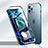Luxury Aluminum Metal Frame Mirror Cover Case 360 Degrees N01 for Apple iPhone 12 Pro Max Blue