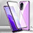 Luxury Aluminum Metal Frame Mirror Cover Case 360 Degrees P01 for Oppo A56 5G Purple