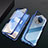 Luxury Aluminum Metal Frame Mirror Cover Case 360 Degrees T01 for OnePlus 7T Blue