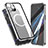 Luxury Aluminum Metal Frame Mirror Cover Case 360 Degrees with Mag-Safe Magnetic for Apple iPhone 13 Pro Max Silver