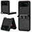 Luxury Leather Matte Finish and Plastic Back Cover Case BY1 for Samsung Galaxy Z Flip4 5G Black