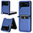 Luxury Leather Matte Finish and Plastic Back Cover Case BY1 for Samsung Galaxy Z Flip4 5G Blue