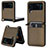 Luxury Leather Matte Finish and Plastic Back Cover Case BY1 for Samsung Galaxy Z Flip4 5G Brown