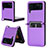Luxury Leather Matte Finish and Plastic Back Cover Case BY1 for Samsung Galaxy Z Flip4 5G Purple