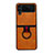 Luxury Leather Matte Finish and Plastic Back Cover Case C04 for Samsung Galaxy Z Flip4 5G Orange
