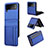 Luxury Leather Matte Finish and Plastic Back Cover Case R03 for Samsung Galaxy Z Flip3 5G Blue