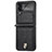 Luxury Leather Matte Finish and Plastic Back Cover Case R05 for Samsung Galaxy Z Flip4 5G Black