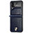 Luxury Leather Matte Finish and Plastic Back Cover Case R05 for Samsung Galaxy Z Flip4 5G Blue