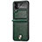Luxury Leather Matte Finish and Plastic Back Cover Case R05 for Samsung Galaxy Z Flip4 5G Green
