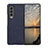Luxury Leather Matte Finish and Plastic Back Cover Case R05 for Samsung Galaxy Z Fold4 5G Blue