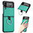 Luxury Leather Matte Finish and Plastic Back Cover Case S01 for Samsung Galaxy Z Flip3 5G Green