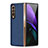 Luxury Leather Matte Finish and Plastic Back Cover Case S05 for Samsung Galaxy Z Fold4 5G Blue