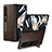 Luxury Leather Matte Finish and Plastic Back Cover Case T01 for Samsung Galaxy Z Fold3 5G Brown