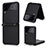Luxury Leather Matte Finish and Plastic Back Cover Case T02 for Samsung Galaxy Z Flip4 5G Black