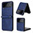 Luxury Leather Matte Finish and Plastic Back Cover Case T02 for Samsung Galaxy Z Flip4 5G Blue