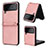 Luxury Leather Matte Finish and Plastic Back Cover Case T02 for Samsung Galaxy Z Flip4 5G Rose Gold