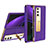 Luxury Leather Matte Finish and Plastic Back Cover Case T02 for Samsung Galaxy Z Fold2 5G Purple