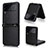 Luxury Leather Matte Finish and Plastic Back Cover Case T05 for Samsung Galaxy Z Flip4 5G Black