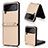 Luxury Leather Matte Finish and Plastic Back Cover Case T05 for Samsung Galaxy Z Flip4 5G Gold