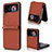 Luxury Leather Matte Finish and Plastic Back Cover Case T07 for Samsung Galaxy Z Flip4 5G Brown