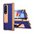 Luxury Leather Matte Finish and Plastic Back Cover Case ZL6 for Samsung Galaxy Z Fold3 5G Blue