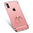 Luxury Metal Frame and Plastic Back Case with Finger Ring Stand F02 for Apple iPhone X Rose Gold