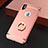 Luxury Metal Frame and Plastic Back Case with Finger Ring Stand F02 for Apple iPhone X Rose Gold