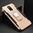 Luxury Metal Frame and Plastic Back Cover Case with Finger Ring Stand A01 for OnePlus 6T Gold