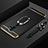 Luxury Metal Frame and Plastic Back Cover Case with Finger Ring Stand A01 for Oppo A9 (2020) Black