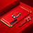 Luxury Metal Frame and Plastic Back Cover Case with Finger Ring Stand and Lanyard for Realme X50 5G Red