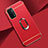 Luxury Metal Frame and Plastic Back Cover Case with Finger Ring Stand P02 for OnePlus Nord N200 5G Red