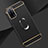 Luxury Metal Frame and Plastic Back Cover Case with Finger Ring Stand P02 for Oppo A56 5G Black