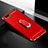 Luxury Metal Frame and Plastic Back Cover Case with Finger Ring Stand T01 for Oppo R17 Neo Red