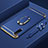 Luxury Metal Frame and Plastic Back Cover Case with Finger Ring Stand T01 for Xiaomi Mi A3 Blue