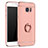 Luxury Metal Frame and Plastic Back Cover with Finger Ring Stand A01 for Samsung Galaxy S7 Edge G935F Rose Gold