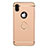 Luxury Metal Frame and Plastic Back Cover with Finger Ring Stand F02 for Apple iPhone X Gold