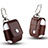 Protective Leather Case Skin for Apple Airpods Charging Box with Keychain A03 Brown