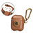 Protective Leather Case Skin for Apple Airpods Charging Box with Keychain Brown