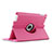 Rotating Stands Flip Leather Case for Apple iPad 3 Hot Pink